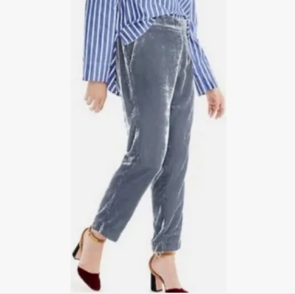 ❤️ J CREW PULL ON GRAY VELVET HIGH RISE EASY SLIM STRAIGHT PANTS 6 (28)